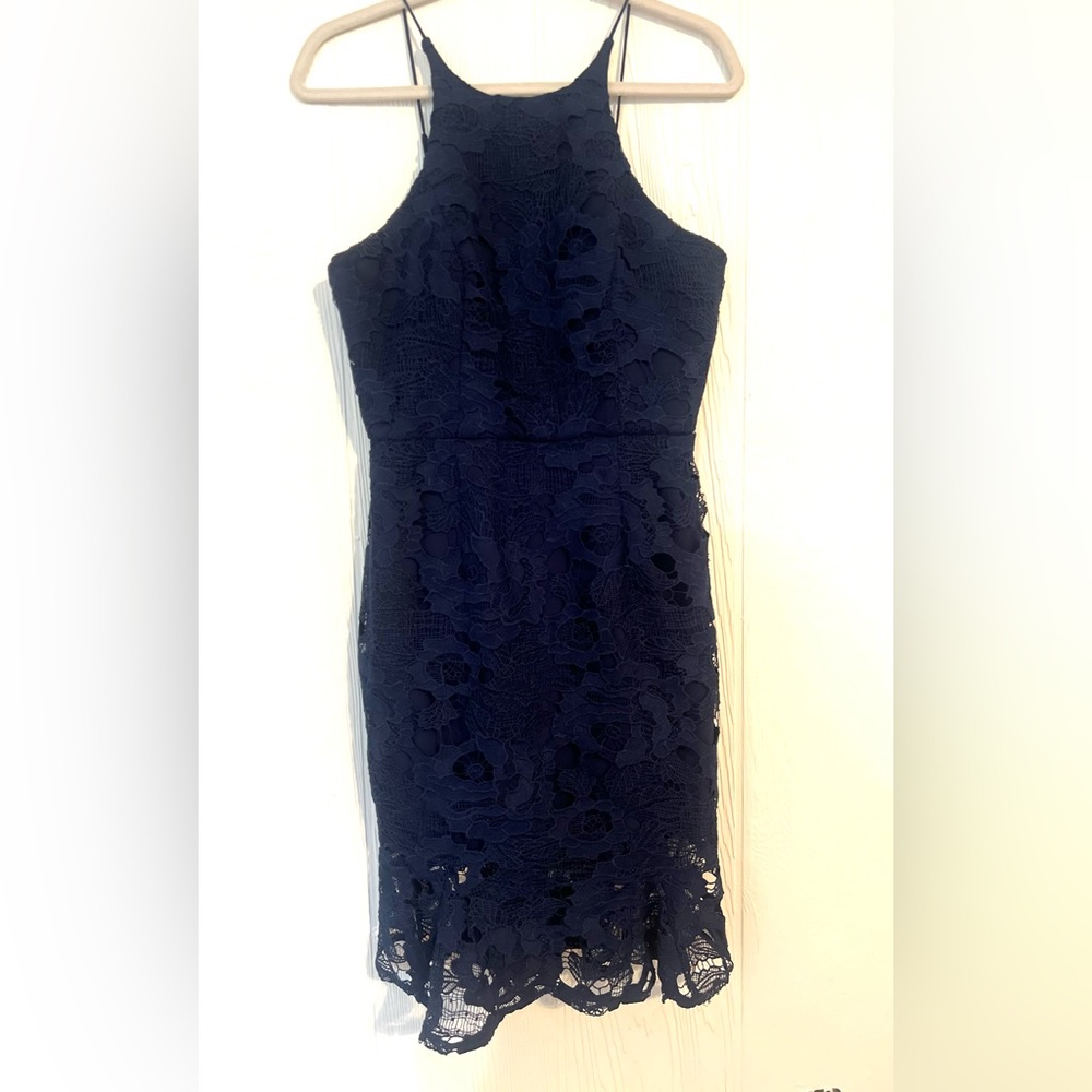 Minuet Elegant Navy Lace Dress